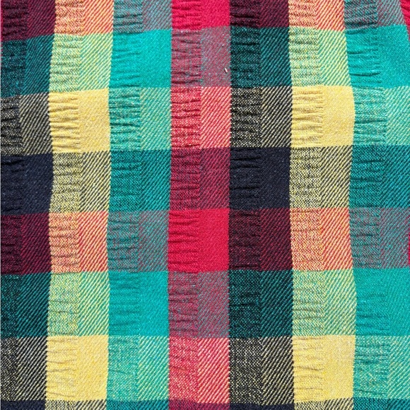 Vintage 60s 70s Colour Blocked Textured Button-up Shirt Medium - Picture 6 of 6